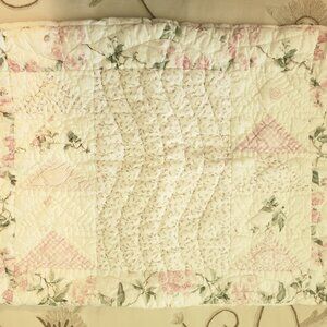 Quilted Floral Pillow Shams and Ruffled Bedskirt